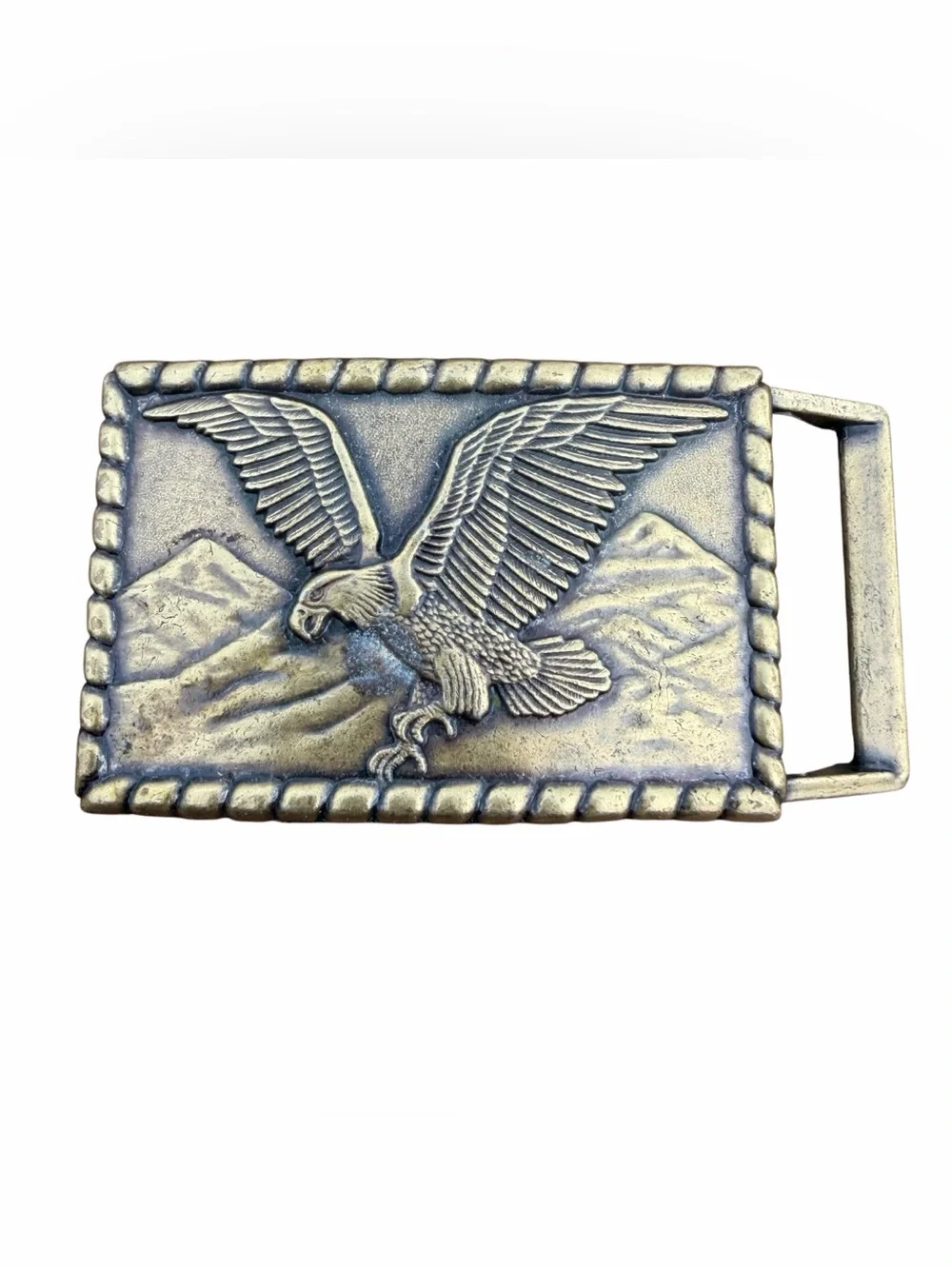 SOARING AMERICAN EAGLE SCENE BELT BUCKLE VINTAGE 1970sUSA PATRIOT